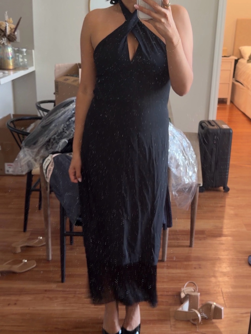 NWT J.Crew Black Halter with Fringe bottom